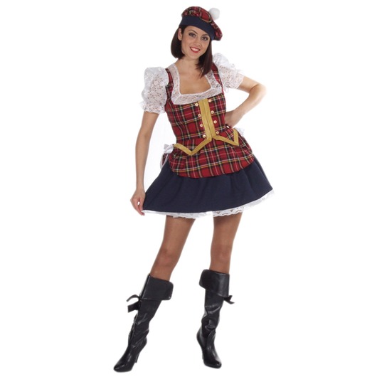 Schotse dame rood geruit - Willaert, verkleedkledij, carnavalkledij, carnavaloutfit, feestkledij, Landen, Schots, Schotland, bergen